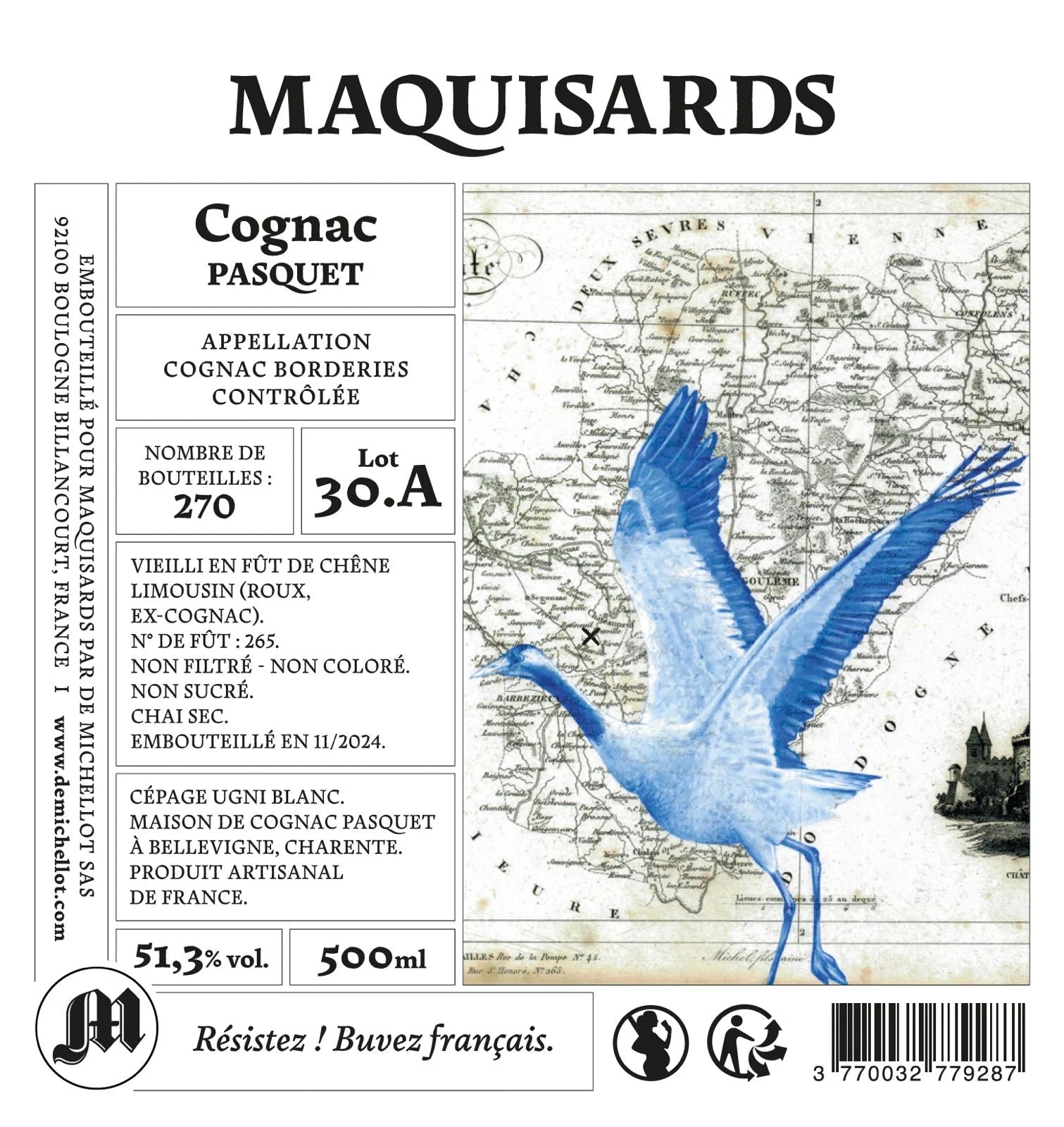 Cuvée n°4 Maquisards - Cognac Borderies J - L Pasquet - Maquisards