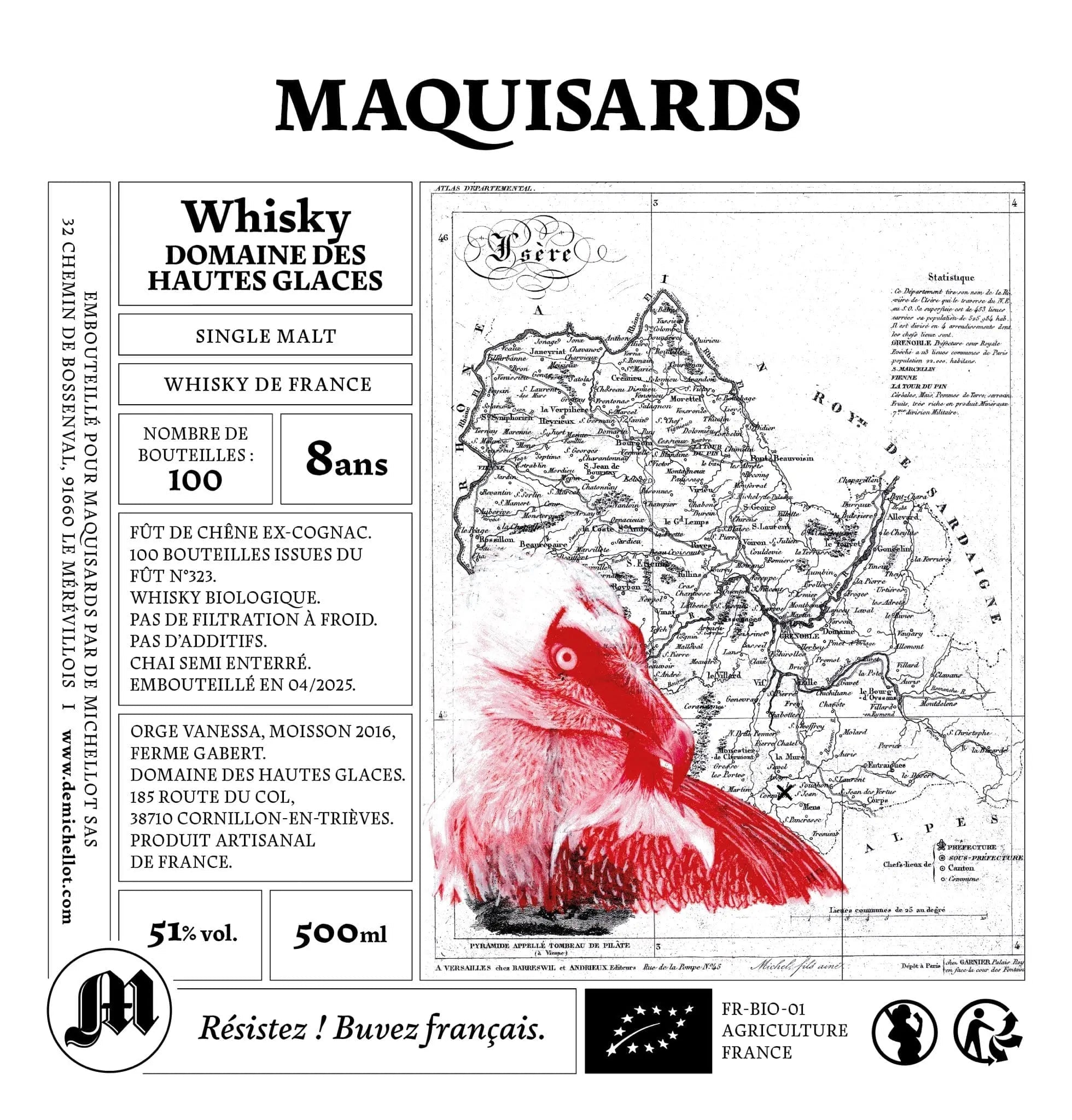 Cuvée n°9 Maquisards - Whisky Single Malt Domaine des Hautes Glaces - Maquisards